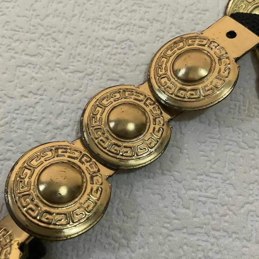 Vintage Gold Metal/Tin Medallions Belt 42”Greek Style Not stretchy Costume Craft